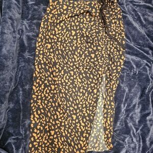 Lucy Paris Black and Tan Animal Print Skirt Size XS